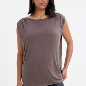Women's Relaxed Boatneck Tank Top - Mocha/ Camouflage mix